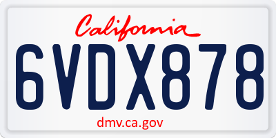CA license plate 6VDX878