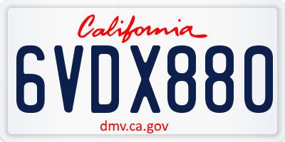 CA license plate 6VDX880