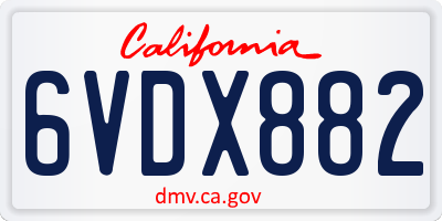 CA license plate 6VDX882