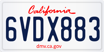 CA license plate 6VDX883