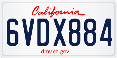 CA license plate 6VDX884