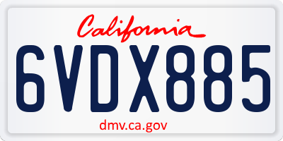 CA license plate 6VDX885