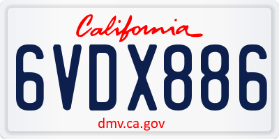 CA license plate 6VDX886