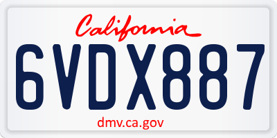 CA license plate 6VDX887