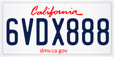 CA license plate 6VDX888