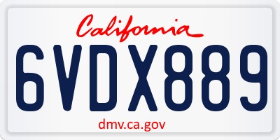 CA license plate 6VDX889