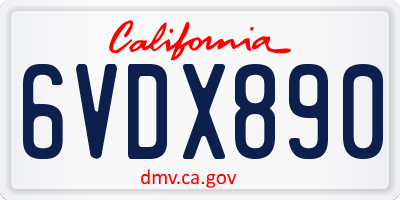 CA license plate 6VDX890