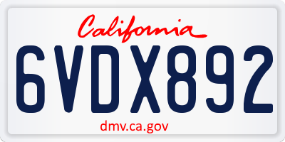 CA license plate 6VDX892