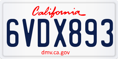 CA license plate 6VDX893