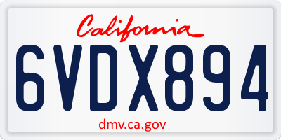 CA license plate 6VDX894