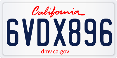 CA license plate 6VDX896