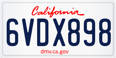 CA license plate 6VDX898