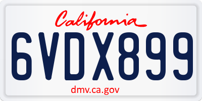 CA license plate 6VDX899