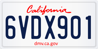 CA license plate 6VDX901