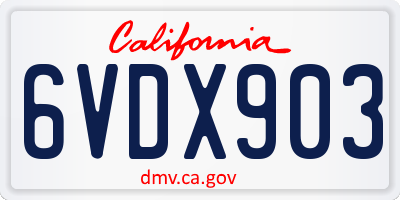 CA license plate 6VDX903