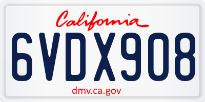 CA license plate 6VDX908