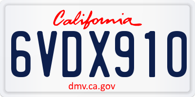 CA license plate 6VDX910