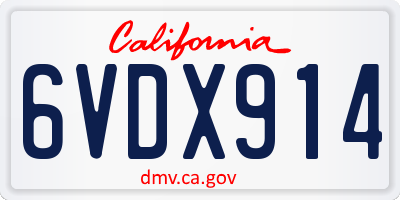 CA license plate 6VDX914