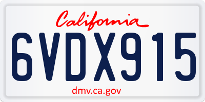 CA license plate 6VDX915