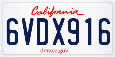 CA license plate 6VDX916