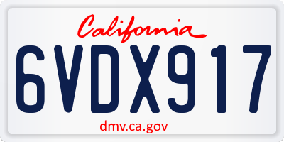CA license plate 6VDX917