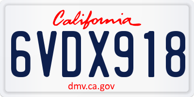 CA license plate 6VDX918