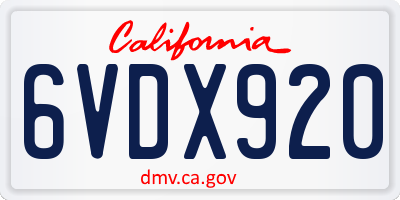CA license plate 6VDX920