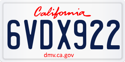 CA license plate 6VDX922
