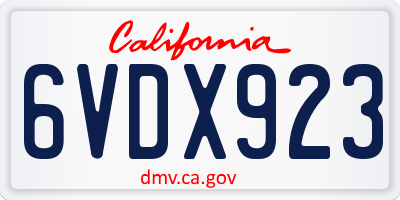CA license plate 6VDX923