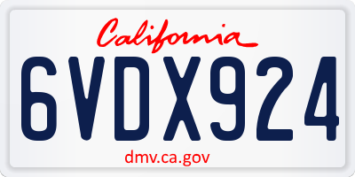CA license plate 6VDX924