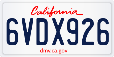 CA license plate 6VDX926