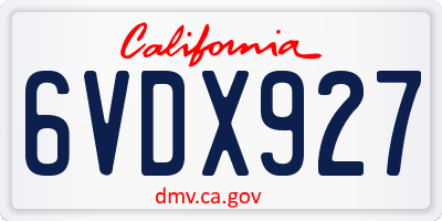 CA license plate 6VDX927
