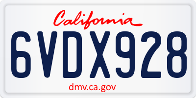 CA license plate 6VDX928