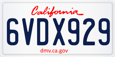 CA license plate 6VDX929