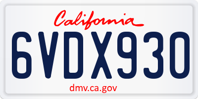 CA license plate 6VDX930