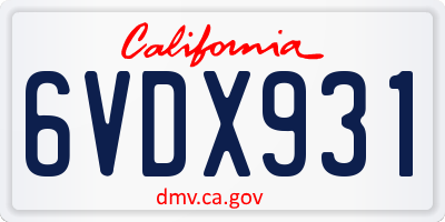 CA license plate 6VDX931