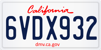 CA license plate 6VDX932