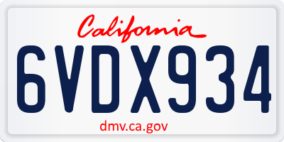 CA license plate 6VDX934