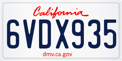 CA license plate 6VDX935