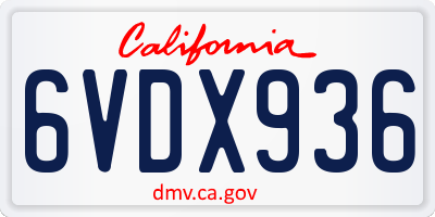 CA license plate 6VDX936