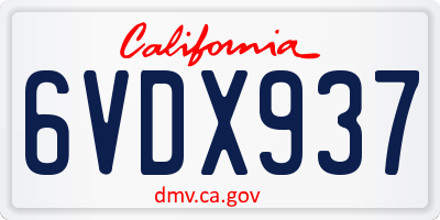 CA license plate 6VDX937