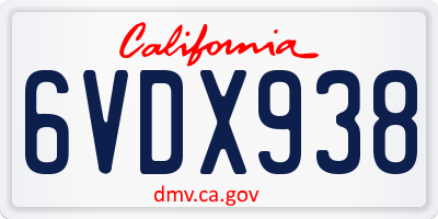 CA license plate 6VDX938