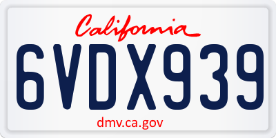 CA license plate 6VDX939
