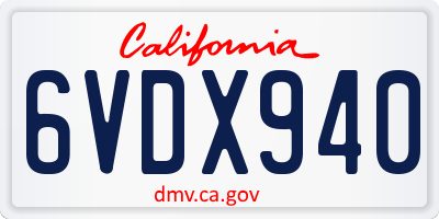 CA license plate 6VDX940