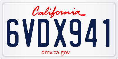 CA license plate 6VDX941