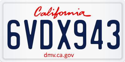 CA license plate 6VDX943