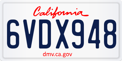CA license plate 6VDX948