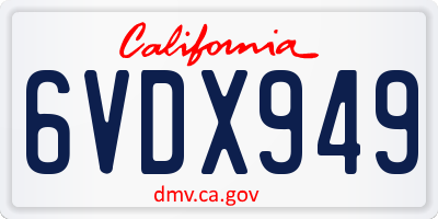 CA license plate 6VDX949