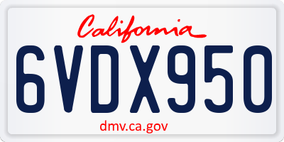 CA license plate 6VDX950
