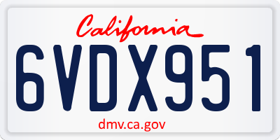 CA license plate 6VDX951